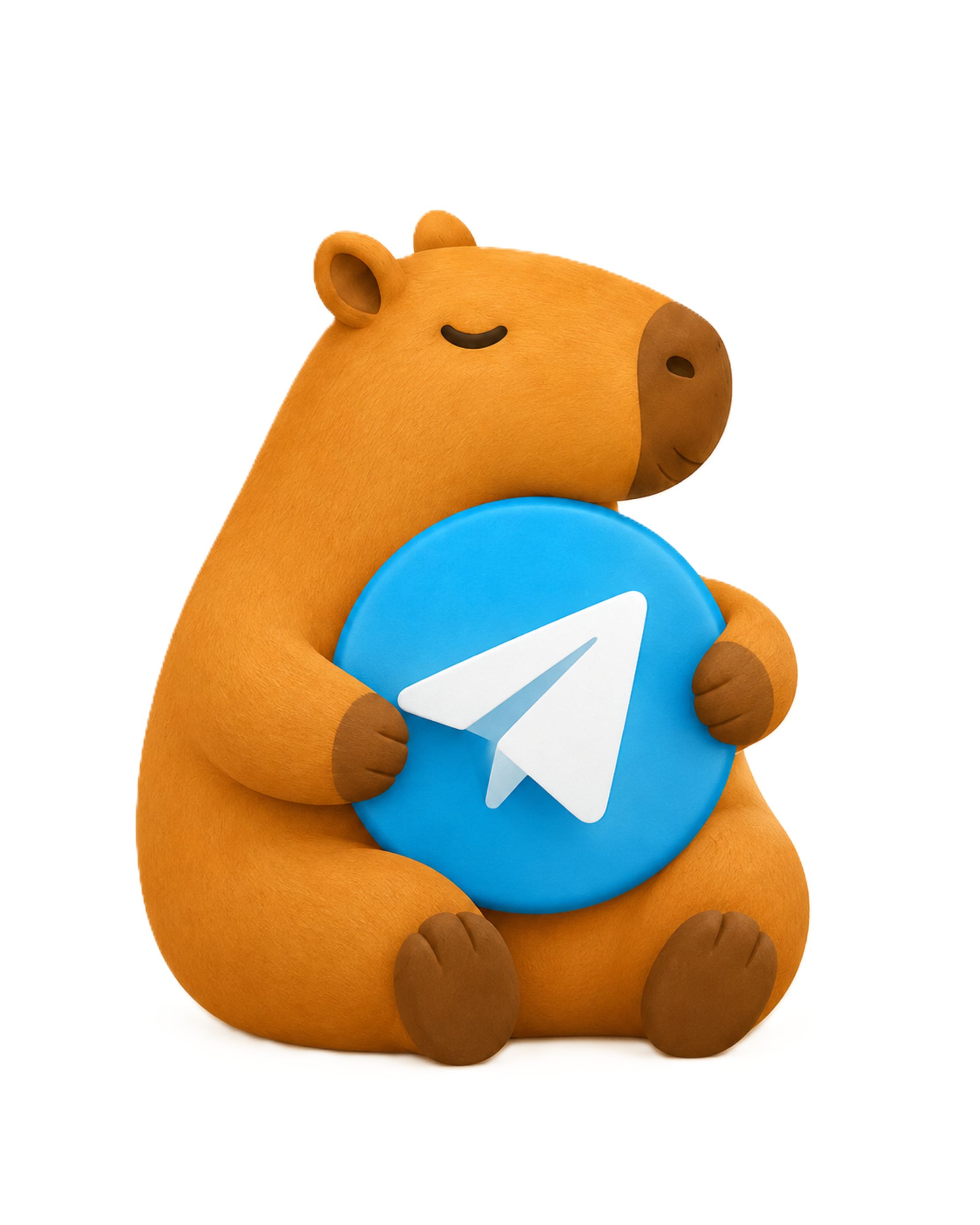 Капибара с логотипом Telegram