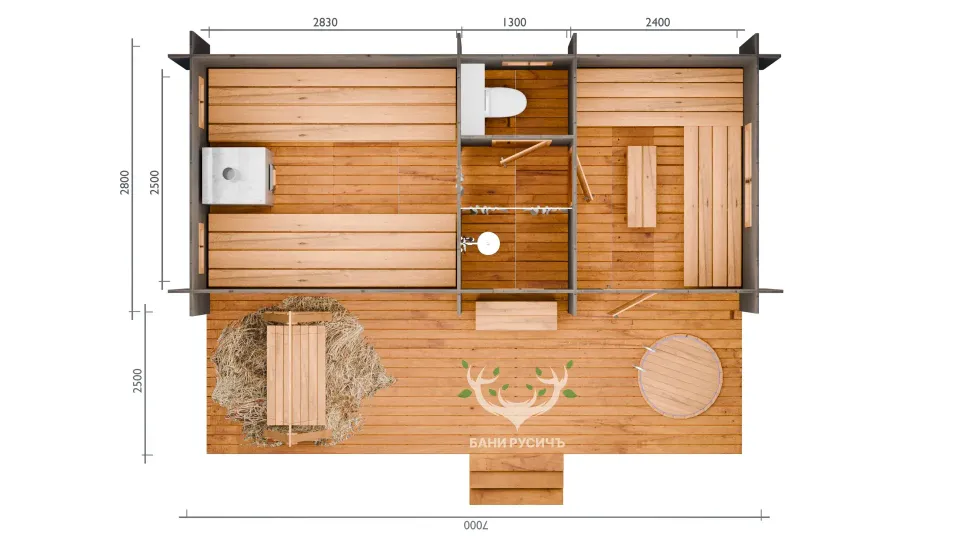 Планировка бани Пармастер №1