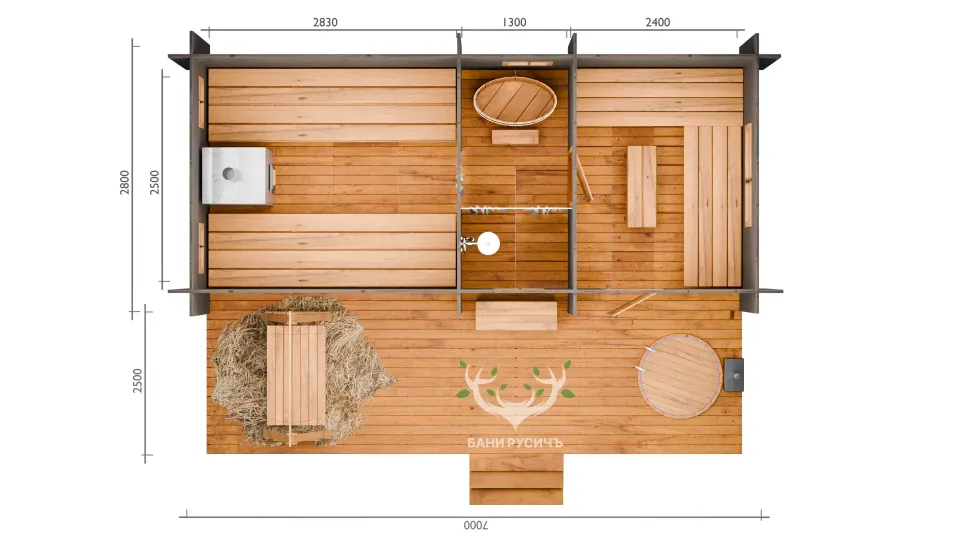 Планировка бани Пармастер №2