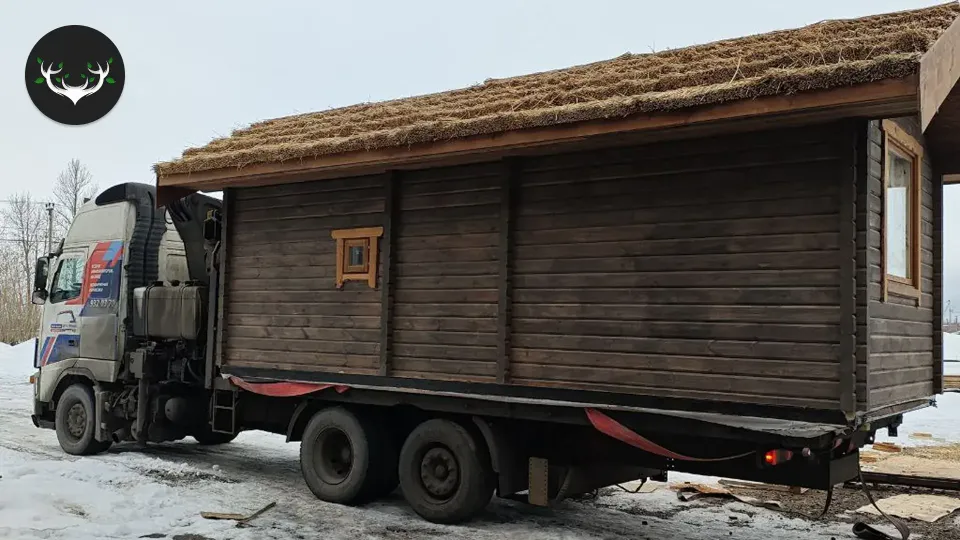 Фото доставки и установки бани