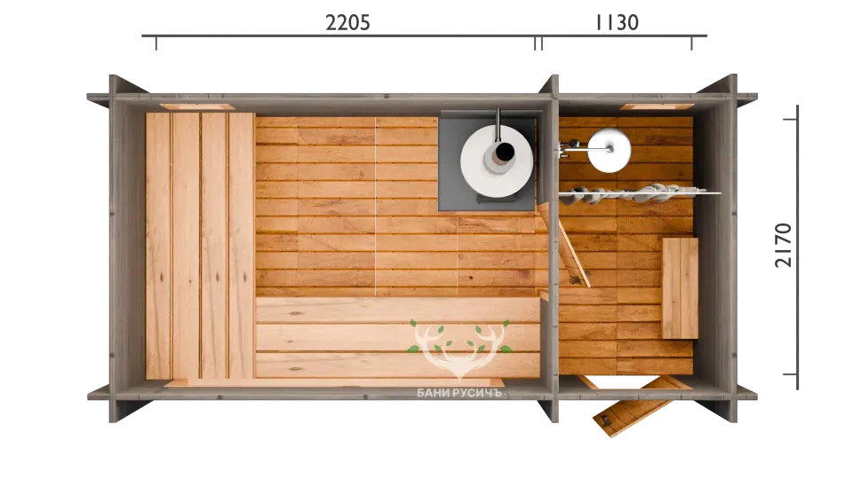 Планировка готовой бани "Народная"