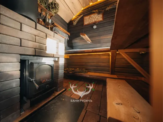 интерьер мобильной бани из термобруса