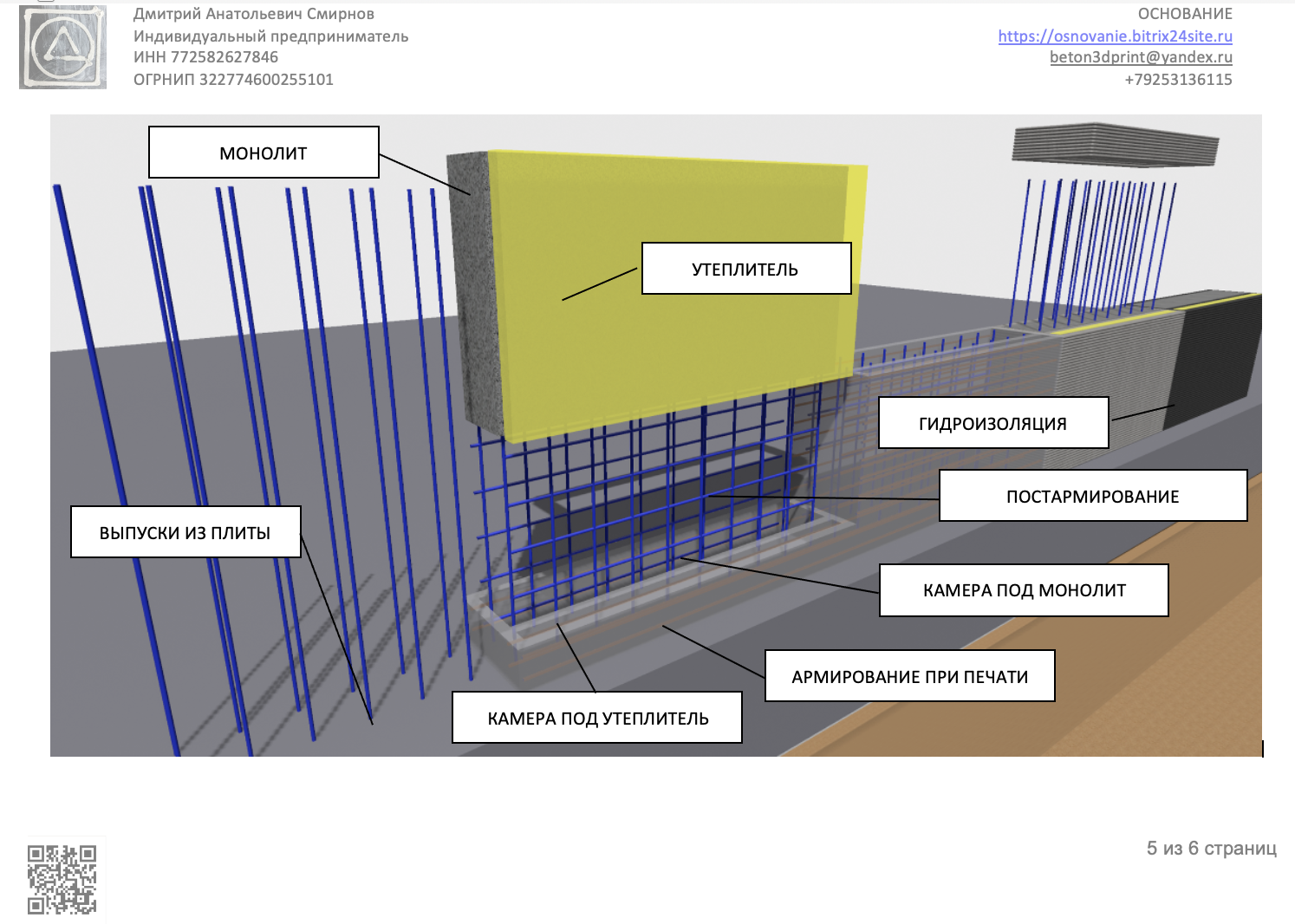 Схема применения многокамерных префабов для возведения цокольных и подземных этажей.