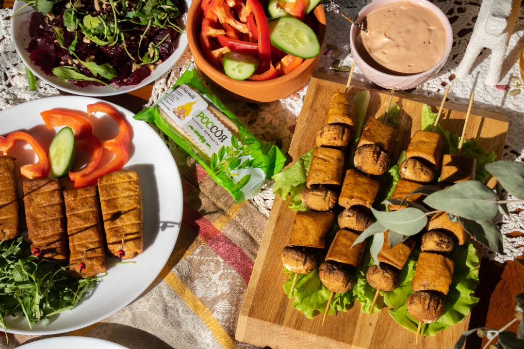 веган пикник тофу ясо соевая продукция лето шашлыки