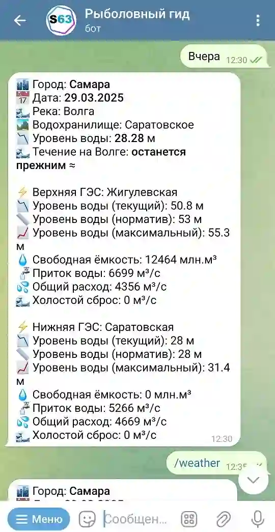 Прогноз течения реки