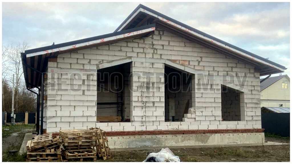 Одноэтажный дом из газоблока в Шатуре
