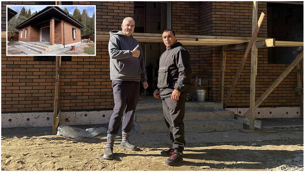 Одноэтажный дом из газобетона с облицовкой в Волоколамске