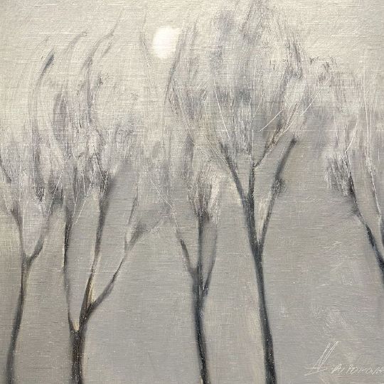 Зимний пейзаж маслом, серия Белым-бело, купить картину Анастасии Поповой