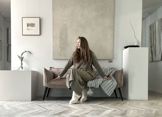 Зимний пейзаж маслом в интерьере, серия Белым-бело, купить картину Анастасии Поповой