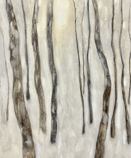 Зимний пейзаж маслом, серия Белым-бело, купить картину Анастасии Поповой