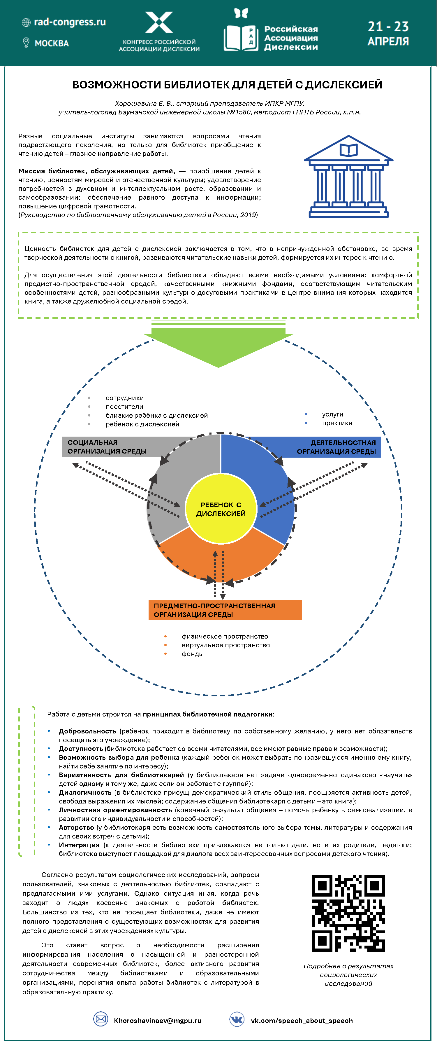 Стендовый доклад - Хорошавина Е. В., старший преподаватель ИПКР МГПУ, учитель-логопед Бауманской инженерной школы №1580,методист ГПНТБ России, к.п.н. -  ВОЗМОЖНОСТИ БИБЛИОТЕК ДЛЯ ДЕТЕЙ С ДИСЛЕКСИЕЙ