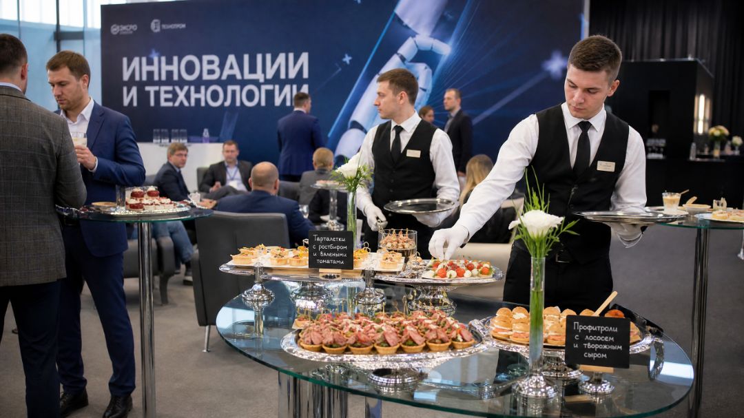 Кейтеринг на семинар с фуршетной зоной, авторскими коктейлями и профессиональным обслуживанием участников мероприятия.