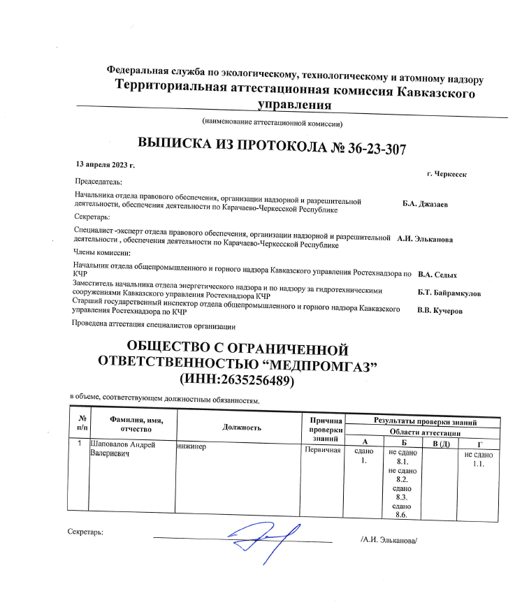 Выписка из протокола № 36-23-306