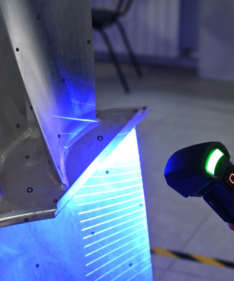 Сканирование двухвильчатой лопатки паровой турбины