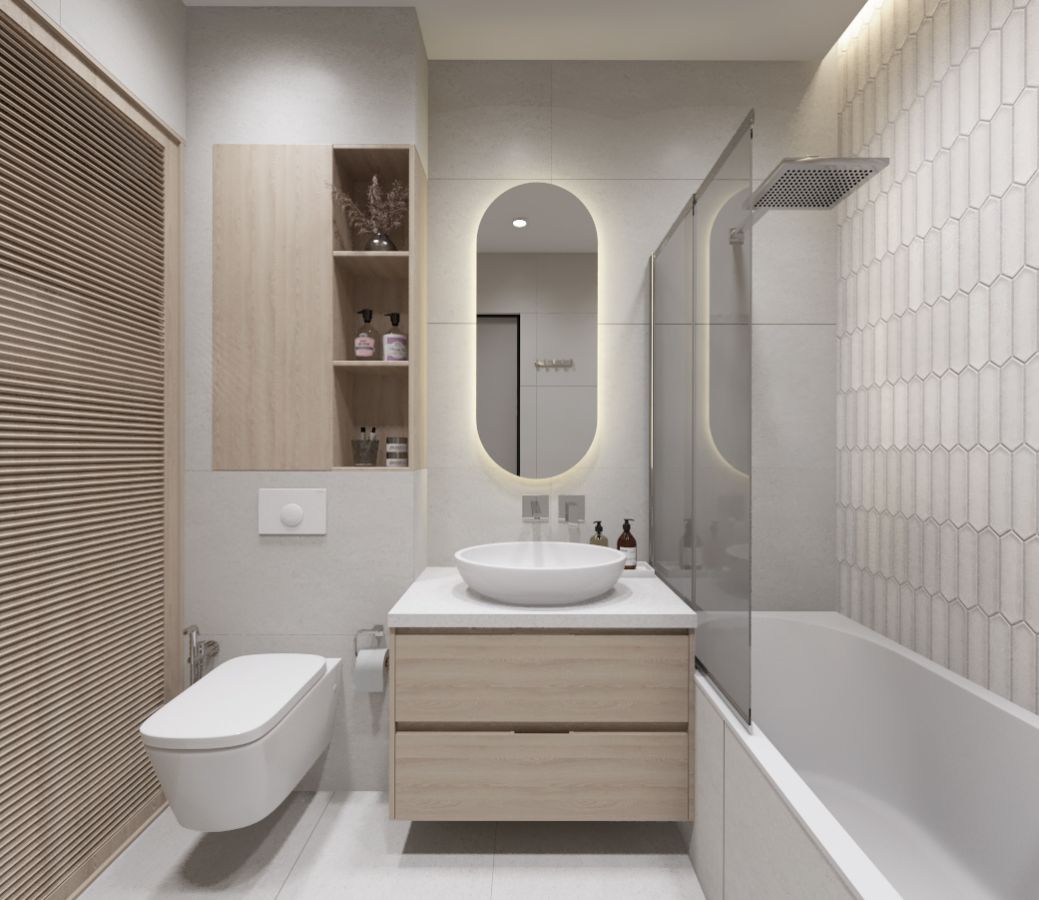 ЖК «Ильинские луга». Ванная комната с постирочной в шкафу