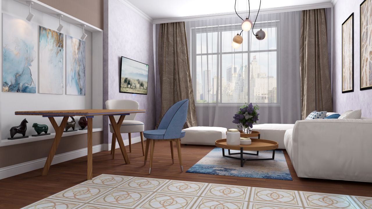 Проект квартиры "Лазурный берег". Кухня-гостиная