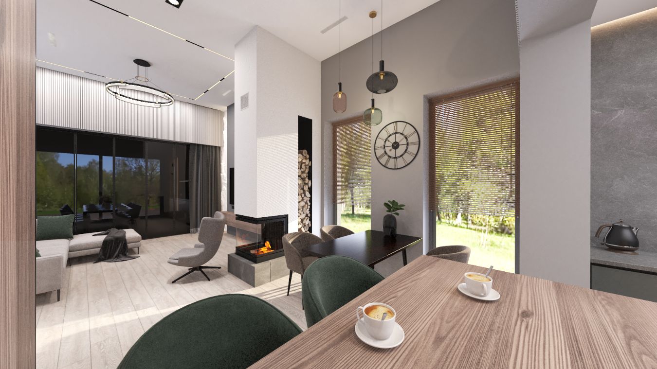 Загородный дом. Гостиная - столовая