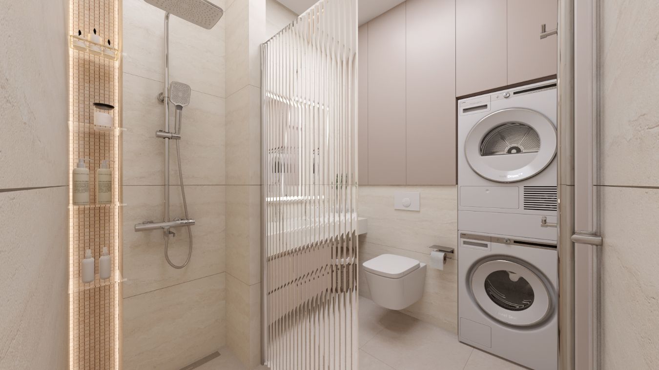 ЖК "Символ". Интерьер в трендовом цвете - тауп. Санузел