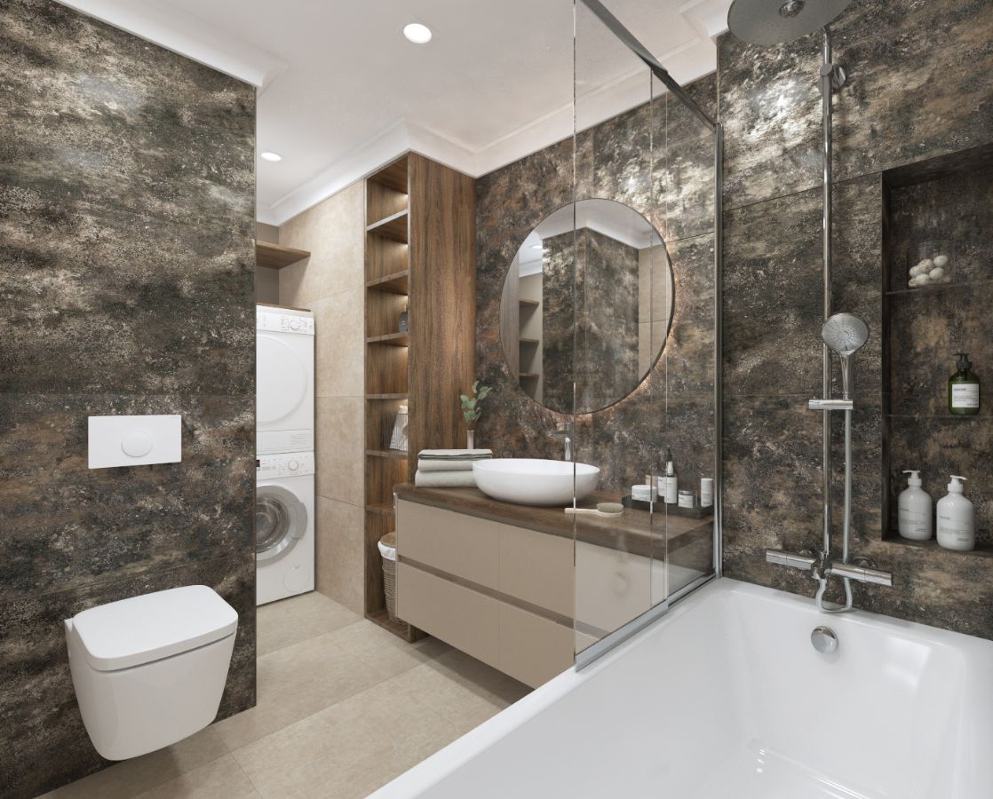 ЖК «Большая Очаковская 2». Проект квартиры в современном стиле. Санузел