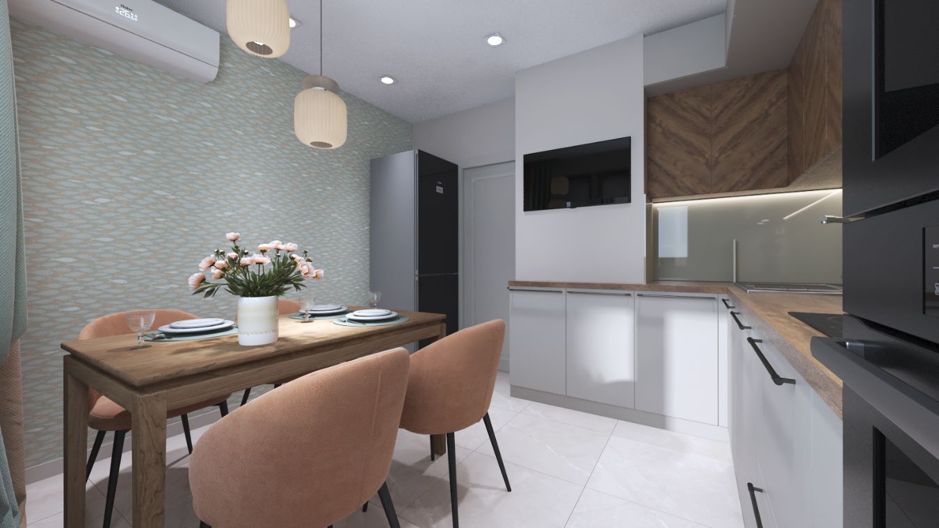 Трехкомнатная квартира в доме серии П-44. Кухня