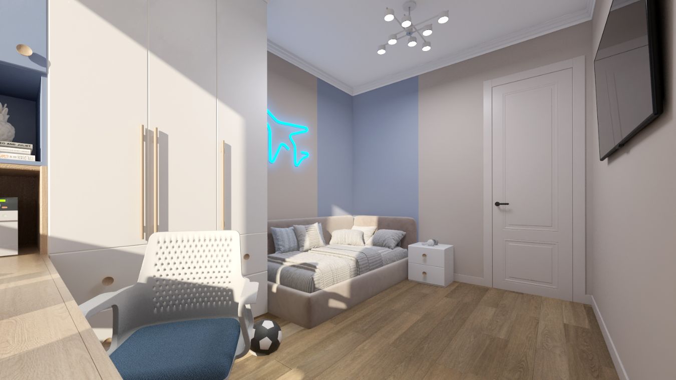 ЖК "Символ". Интерьер в трендовом цвете - тауп. Детская