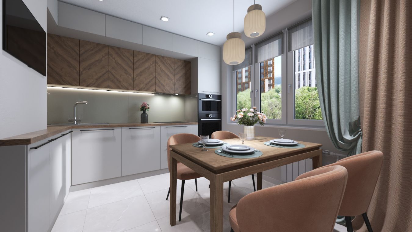 Трехкомнатная квартира в доме серии П-44. Кухня