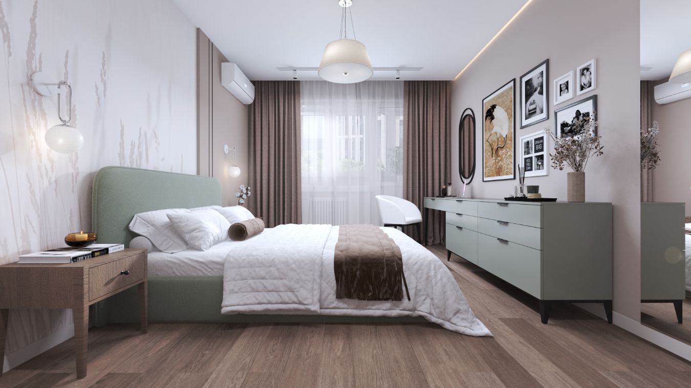 Трехкомнатная квартира в доме серии П-44. Спальня