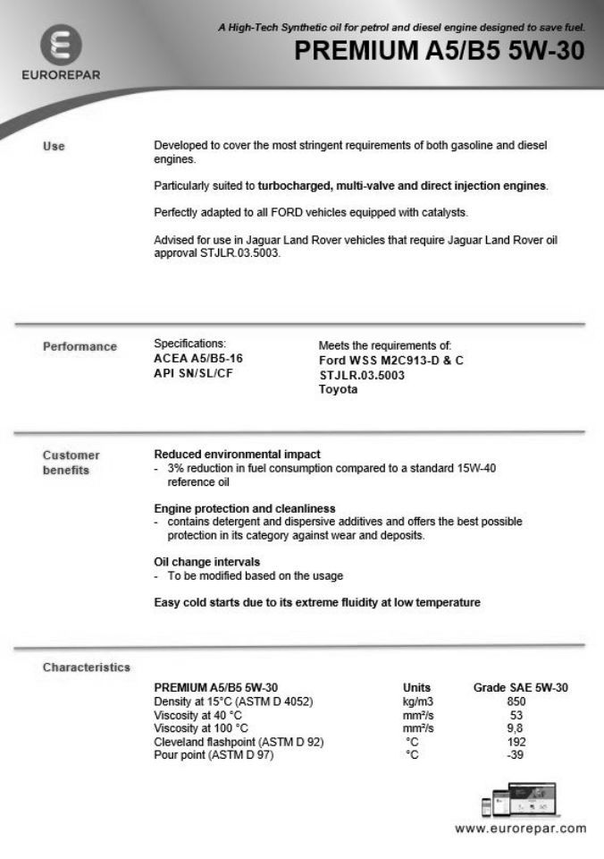 EUROREPAR PREMIUM A5/B5 5W-30