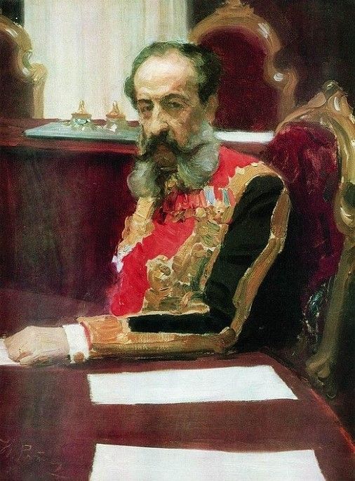 Портрет члена Государственного совета обер-гофмейстера князя Михаила Сергеевича Волконского (1903 год). Этюд выполнил знаменитый русский живописец Илья Ефимович Репин (1844 – 1930). Источник изображения: https://ru.wikipedia.org/