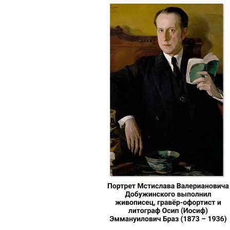 Портрет Мстислава Валериановича Добужинского выполнил живописец, гравёр-офортист и литограф Осип (Иосиф) Эммануилович Браз (1873 – 1936). Источник изображения: https://ru.wikipedia.org/