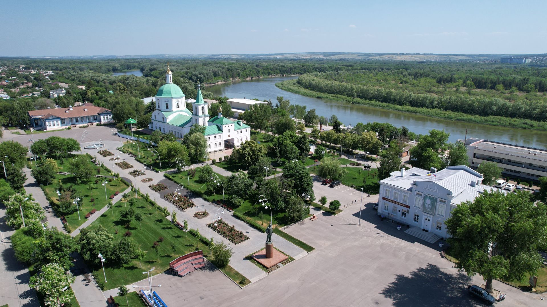 Станица Вешенская. Панорамный вид сверху.