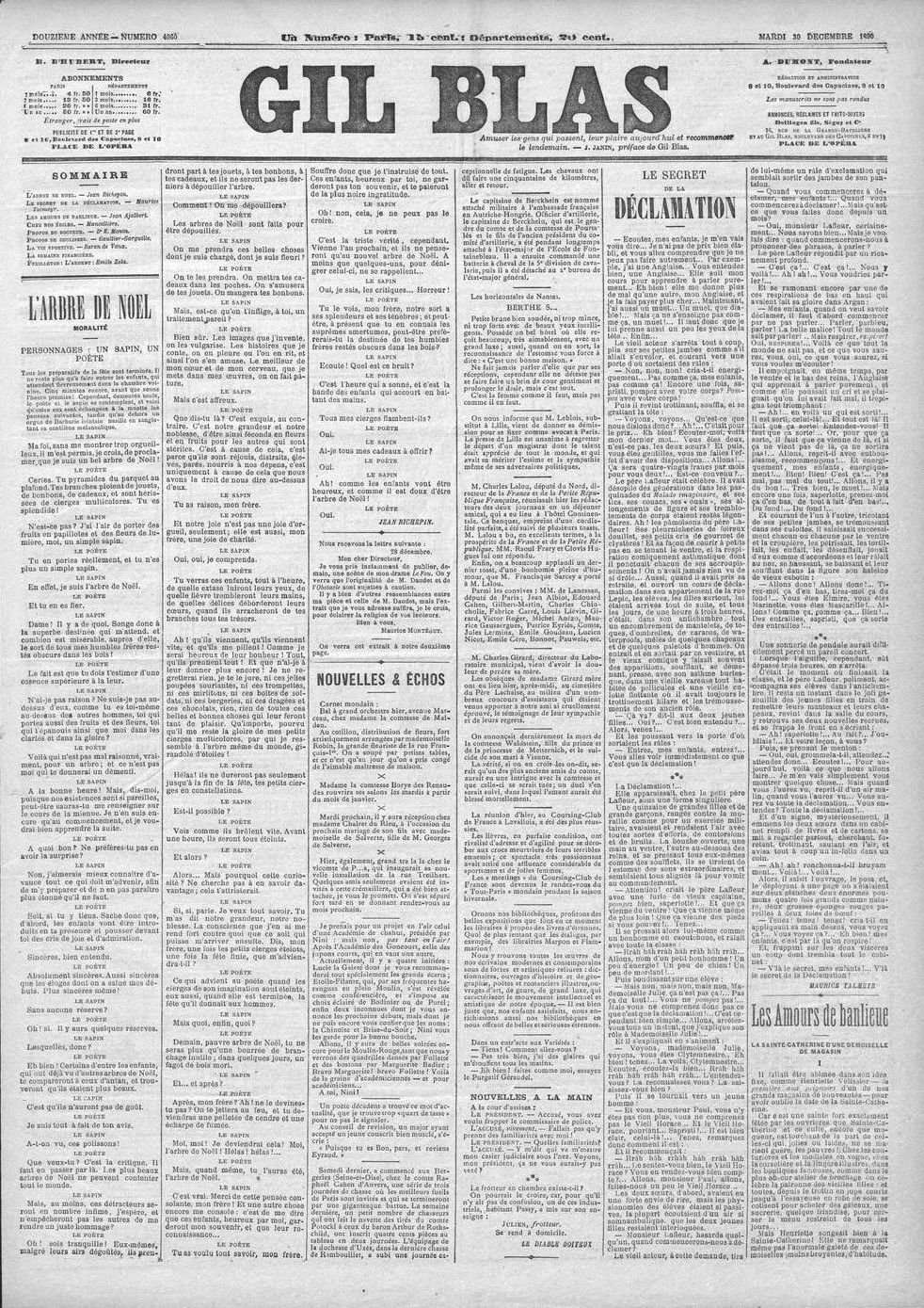 Журнал «Gil Blas» (30 декабря, 1890). Источник изображения: https://gallica.bnf.fr/ark:/12148/bpt6k7521969k/f1