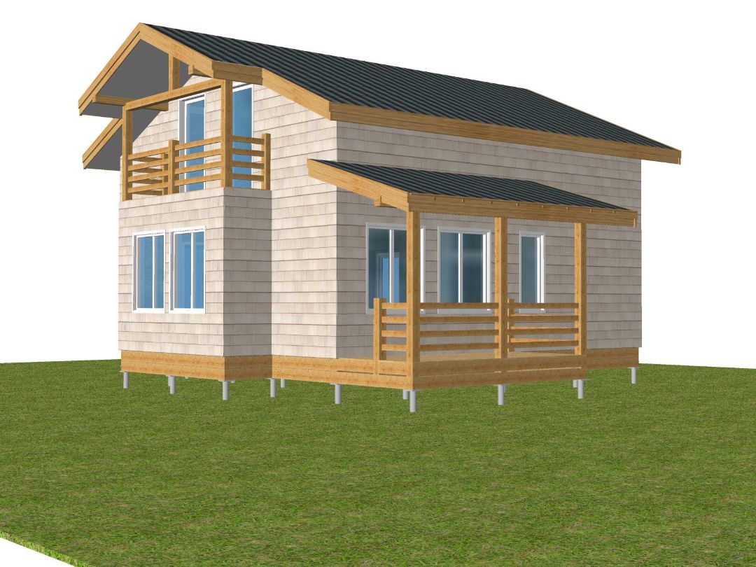 Двухэтажный дом с эркером