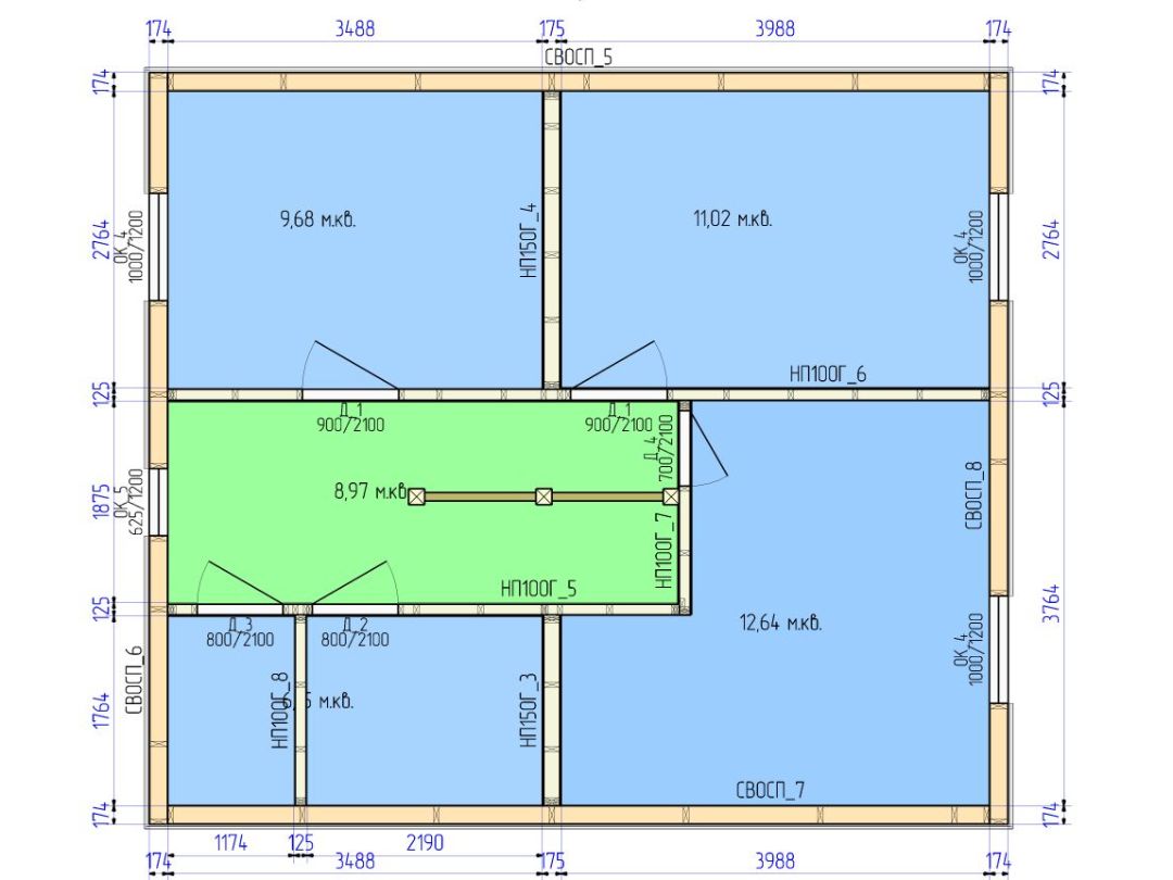 Пристенок второго этажа 1500 мм.