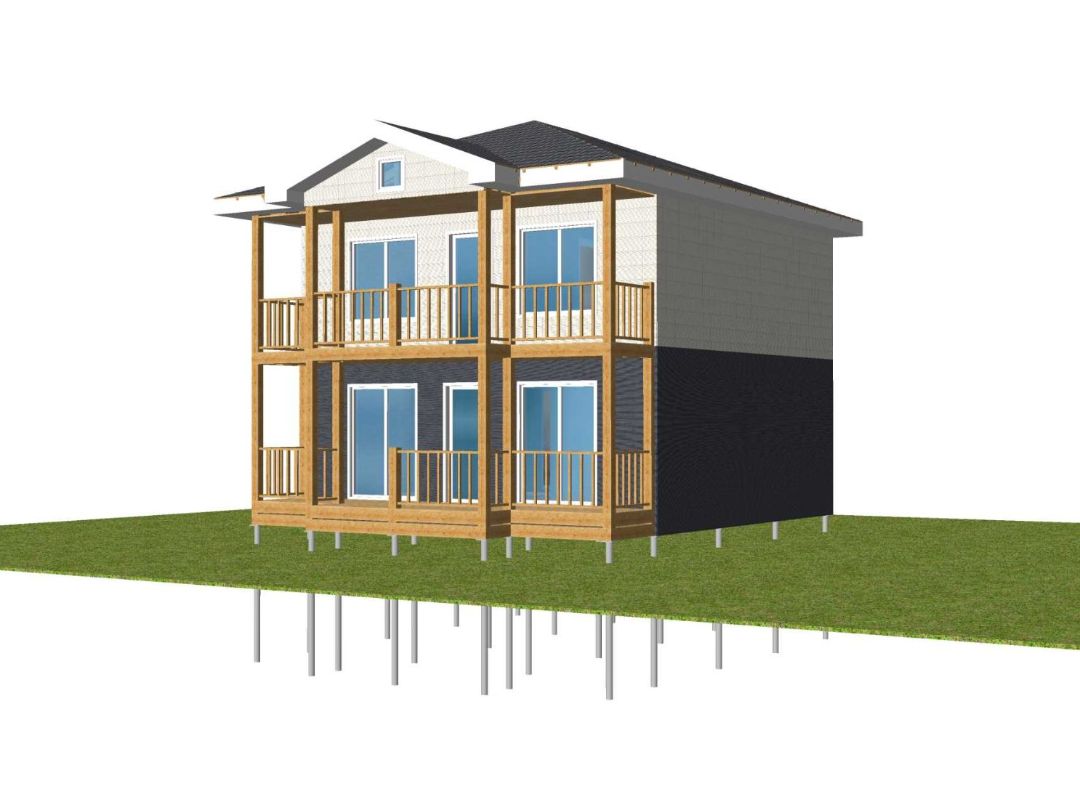 Дом с балконом и террасой