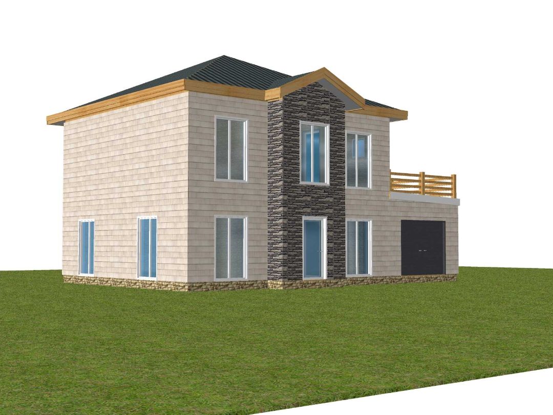 Двухэтажный дом с эрекром