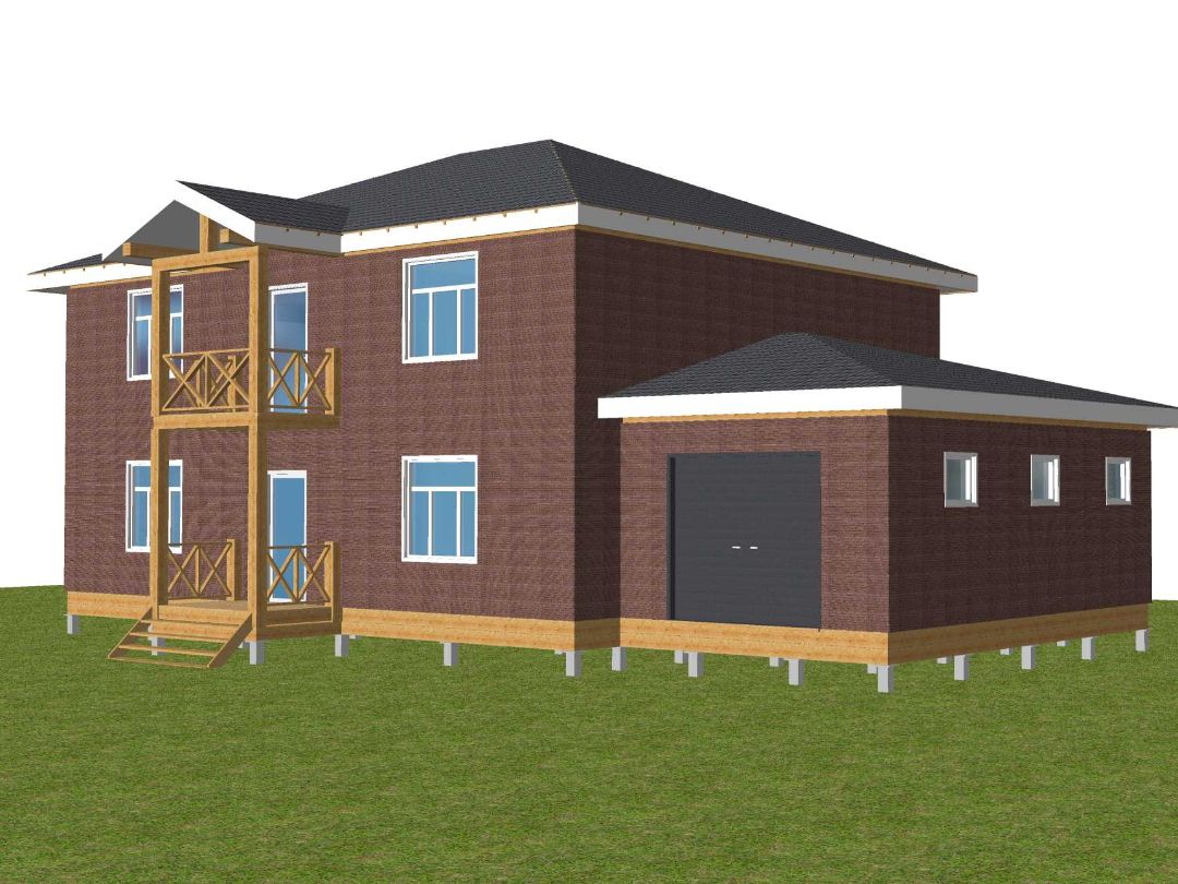 Дом с балконом и гаражом