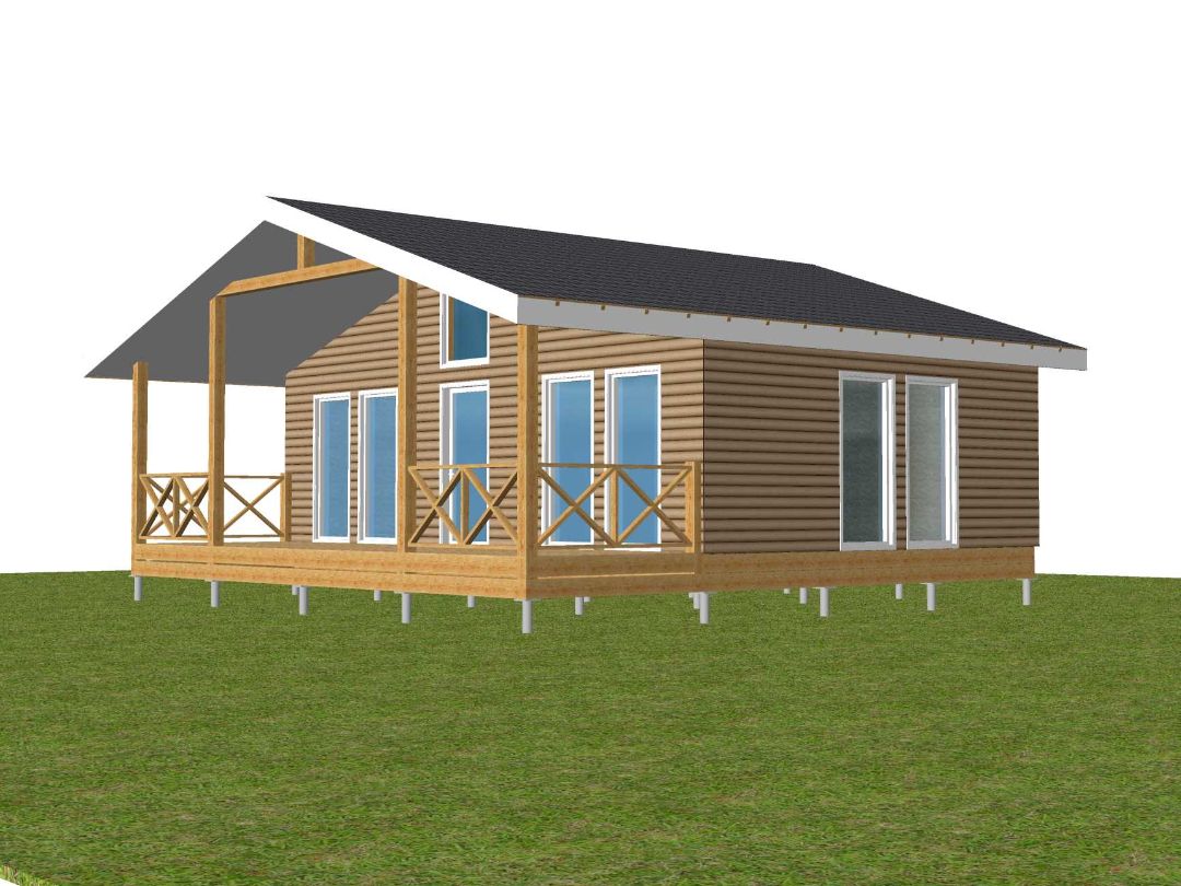 Каркасный дом на винтовых сваях