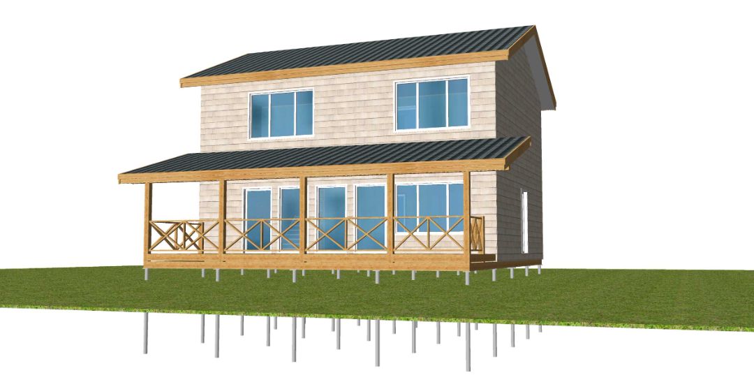 Двухэтажный дом с террасой