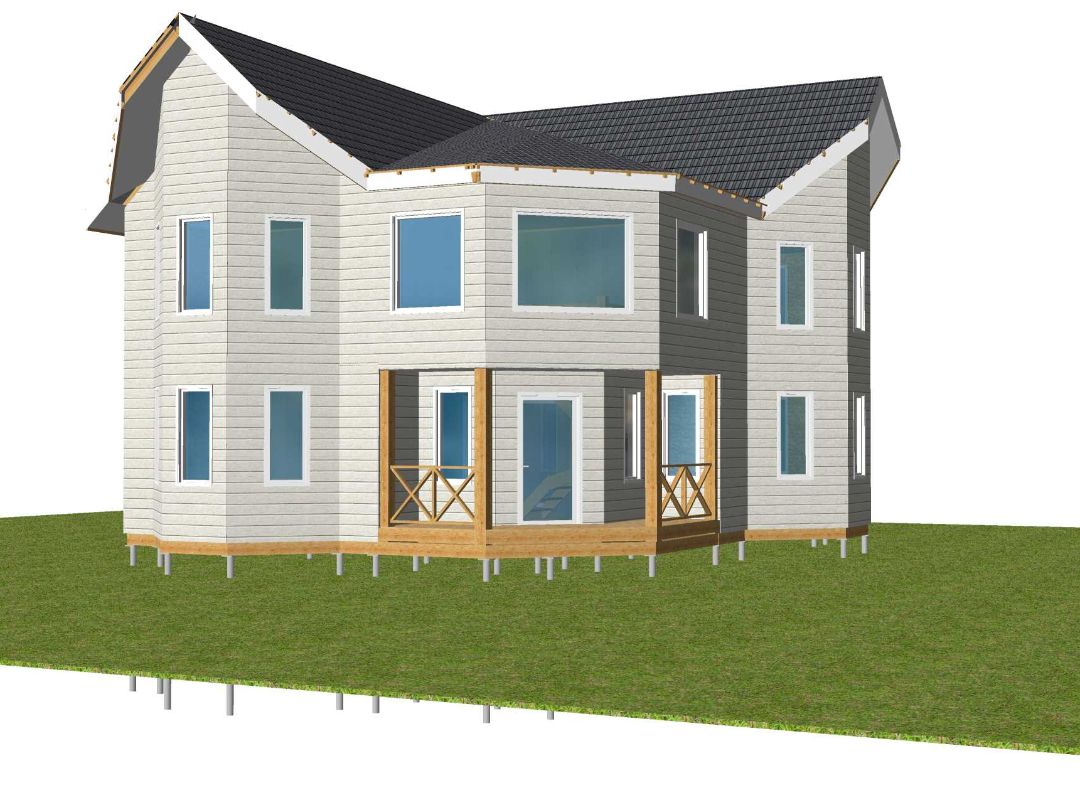 Двухэтажный дом с террасой