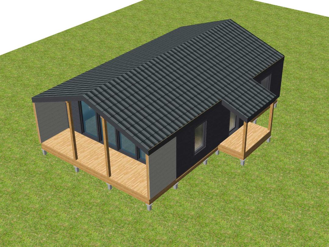 Каркасный дом с крытой террасой