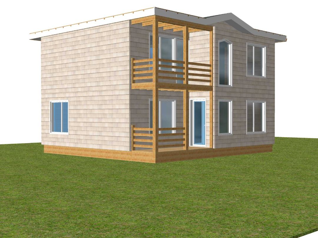 Каркасный двухэтажный дом с балконом