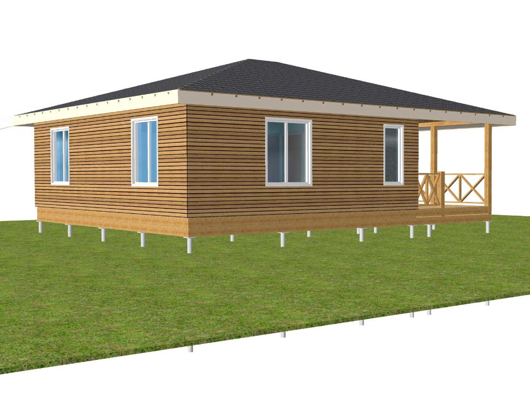 Дом с четырехскатной крышей