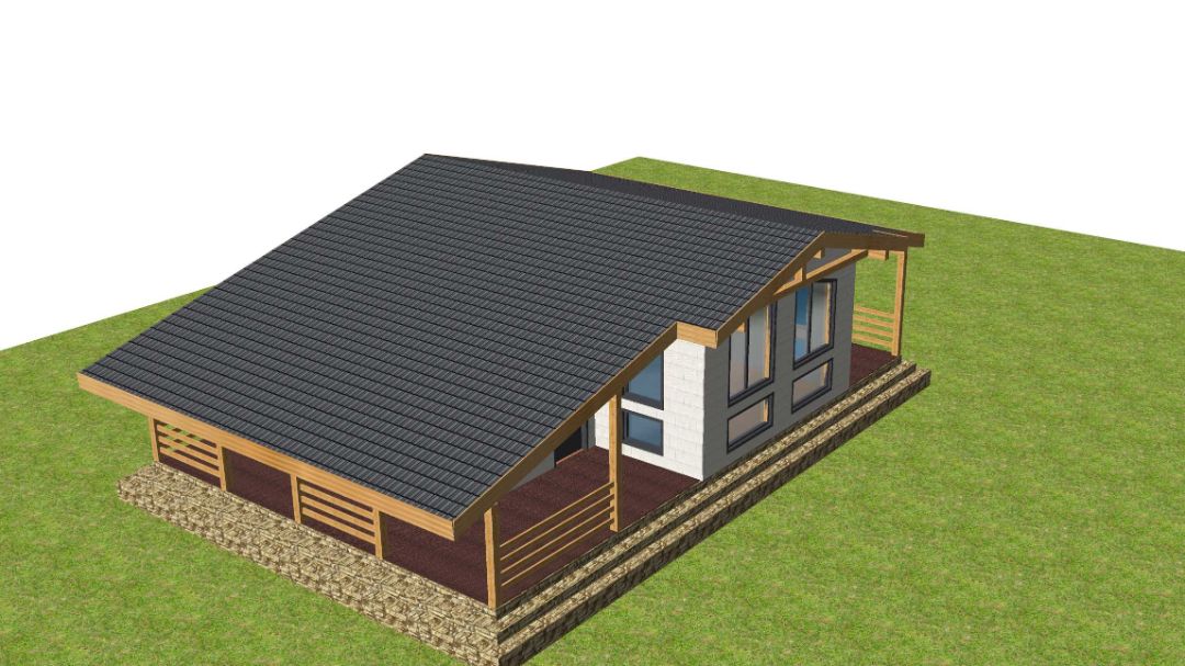 Одноэтажный дом в стиле шале