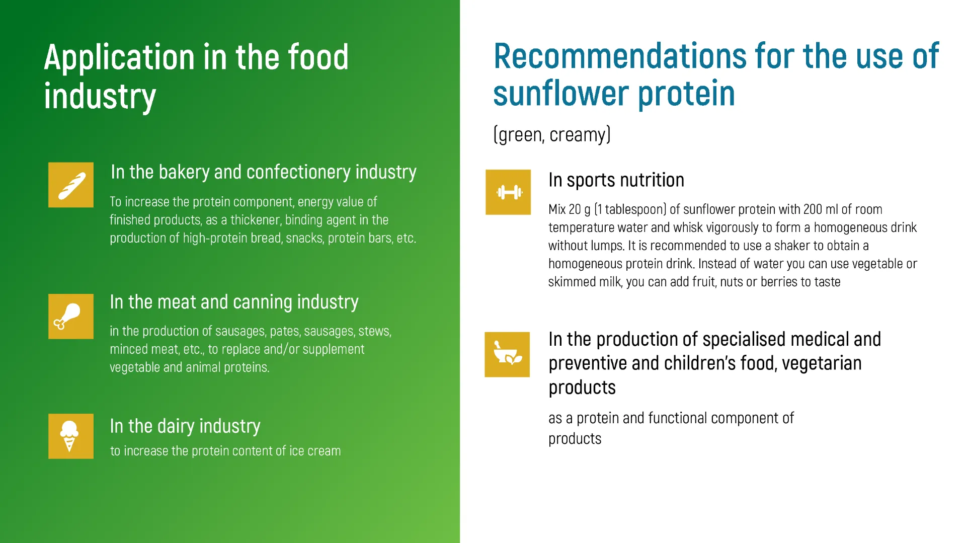 Sunflower protein recommendations