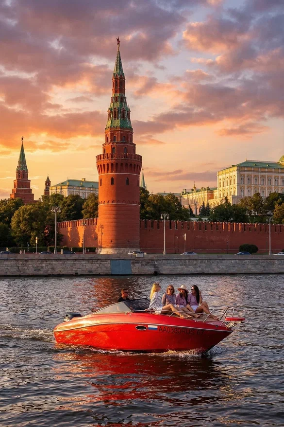 аренда красивого катера с капитаном вид у Кремля