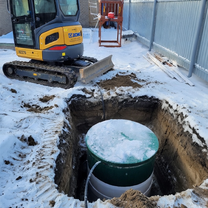 монтаж септика зимой