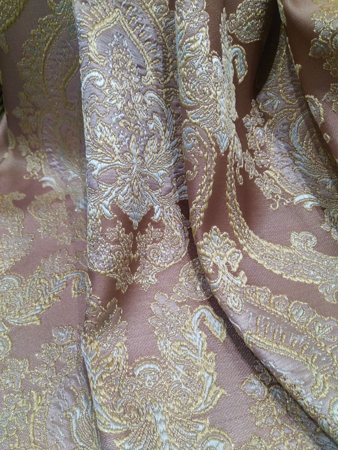 ткань для штор розовая вензель классический