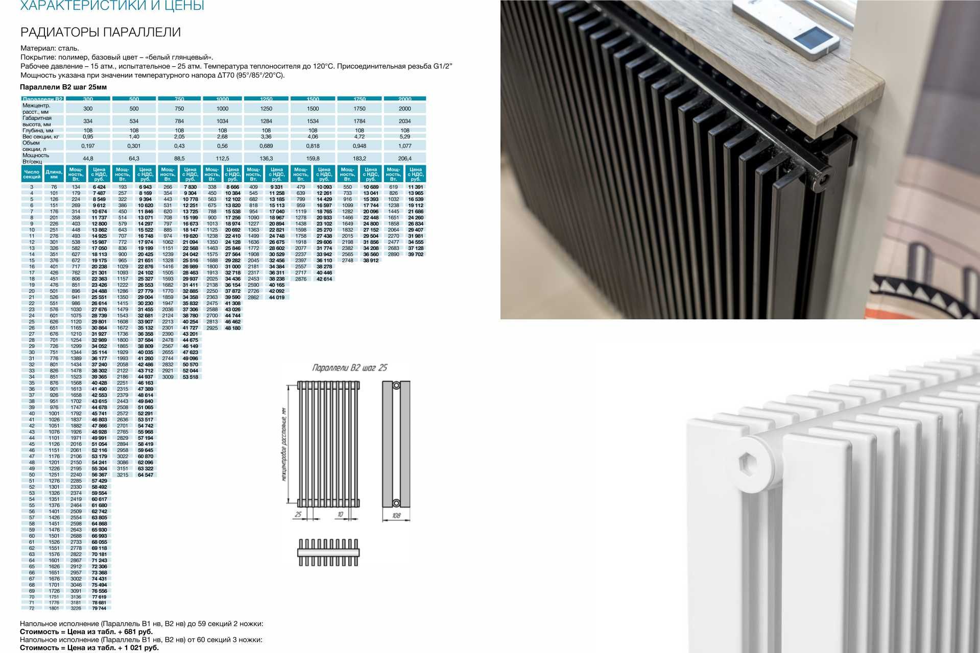 Цены на трубчатый радиатор отопления КЗТО Параллели В2
