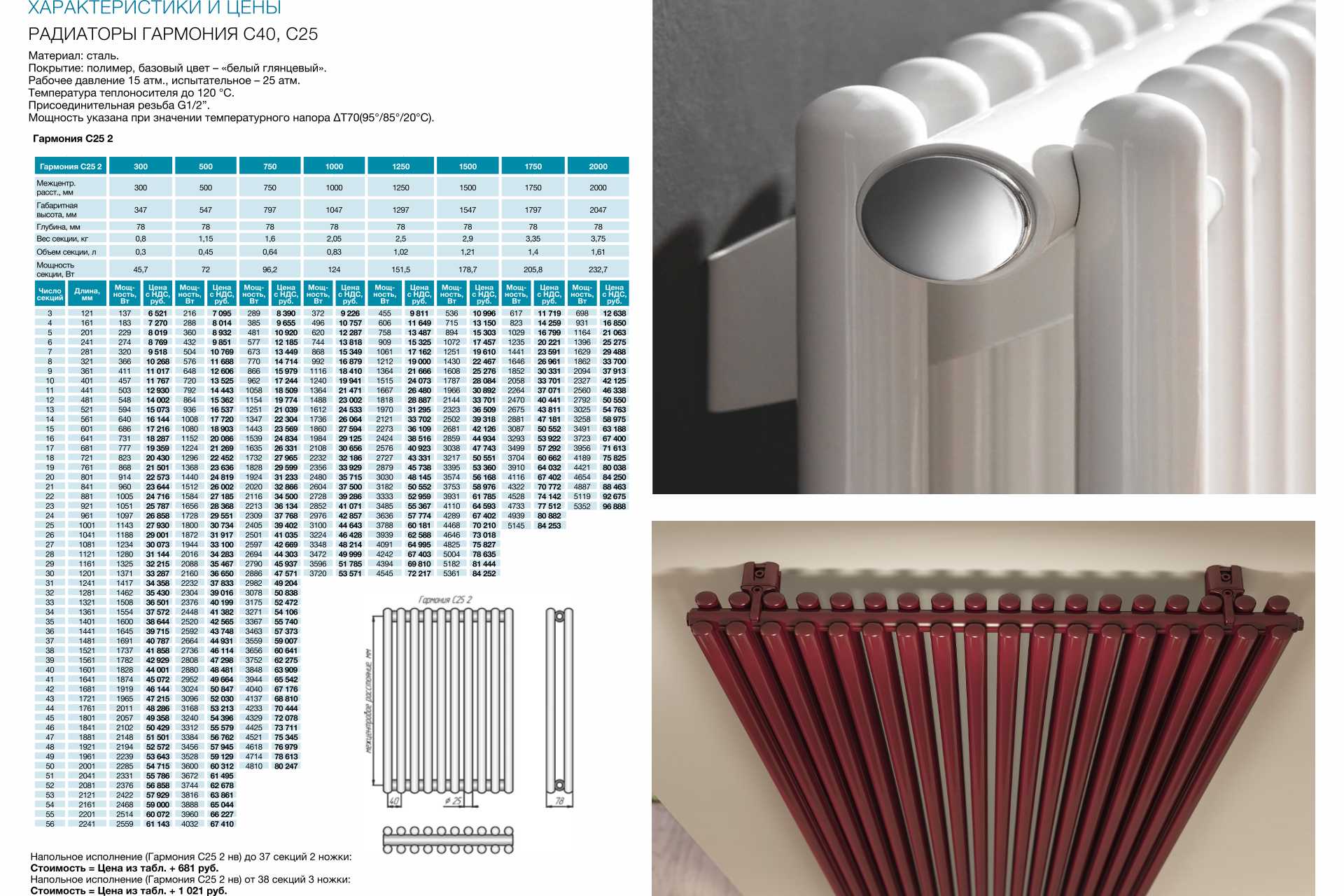 Цены на трубчатый дизайн радиатор КЗТО Гармония С25 2